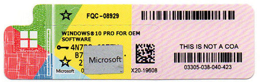 Microsoft windows 10 software license label with barcodes pro oem dvd and coa sticker license