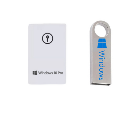 USB drive with Windows logo and packaging on a white background