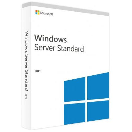 Microsoft Windows Server Standard 2019 packaging on a white background
