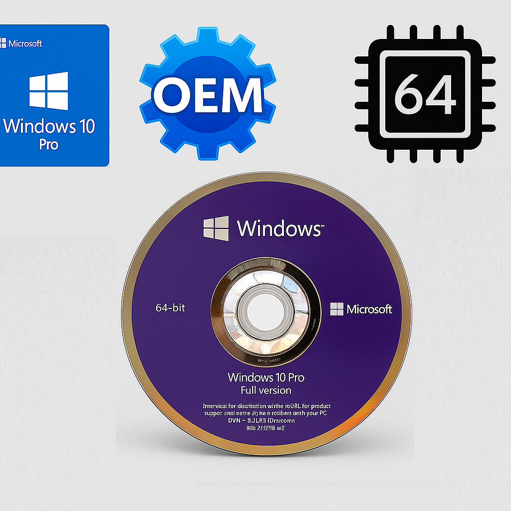 Genuine Microsoft Windows 10 Pro 64-Bit OEM DVD for installation