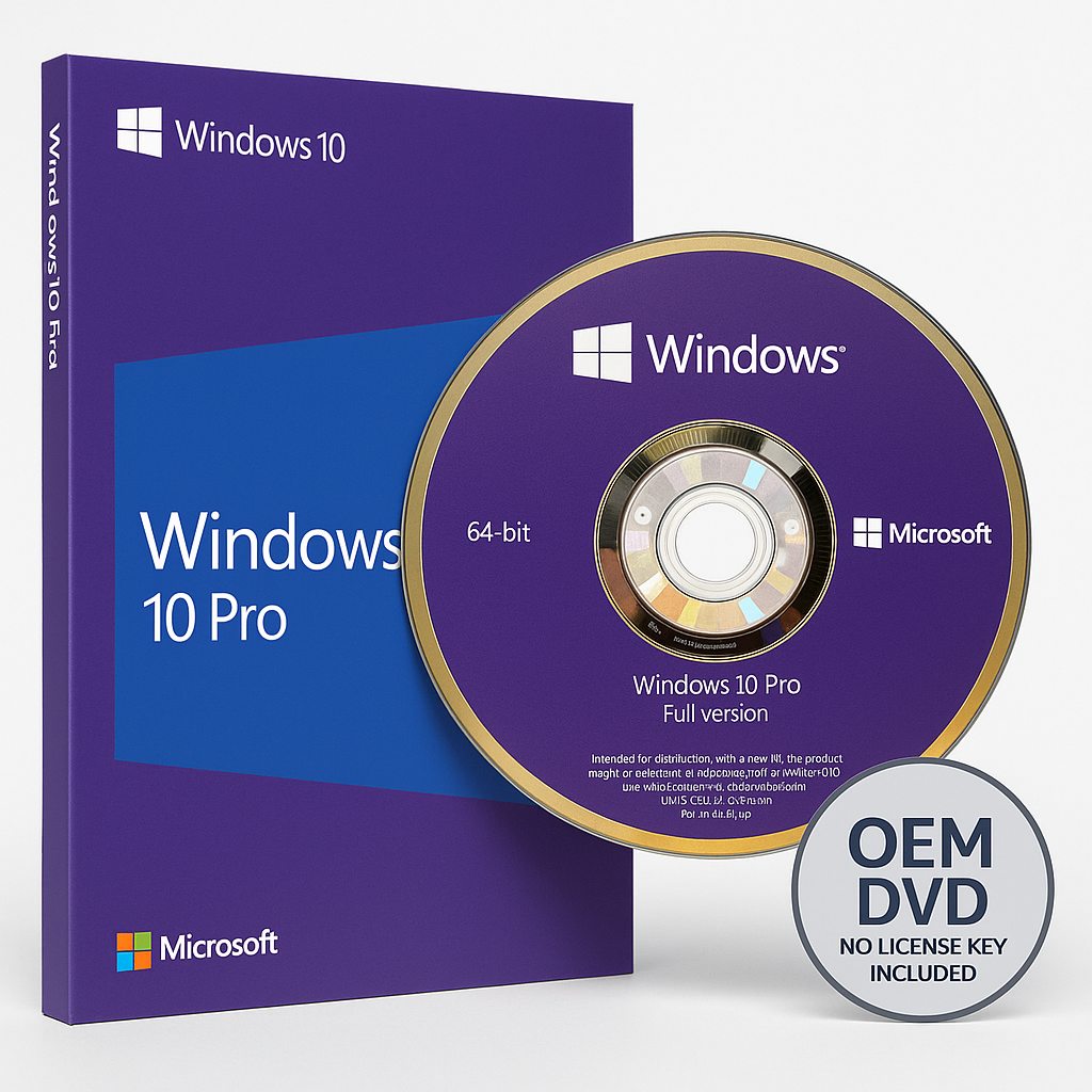 Genuine Microsoft Windows 10 Pro 64-Bit OEM DVD for installation and activation on compatible systems