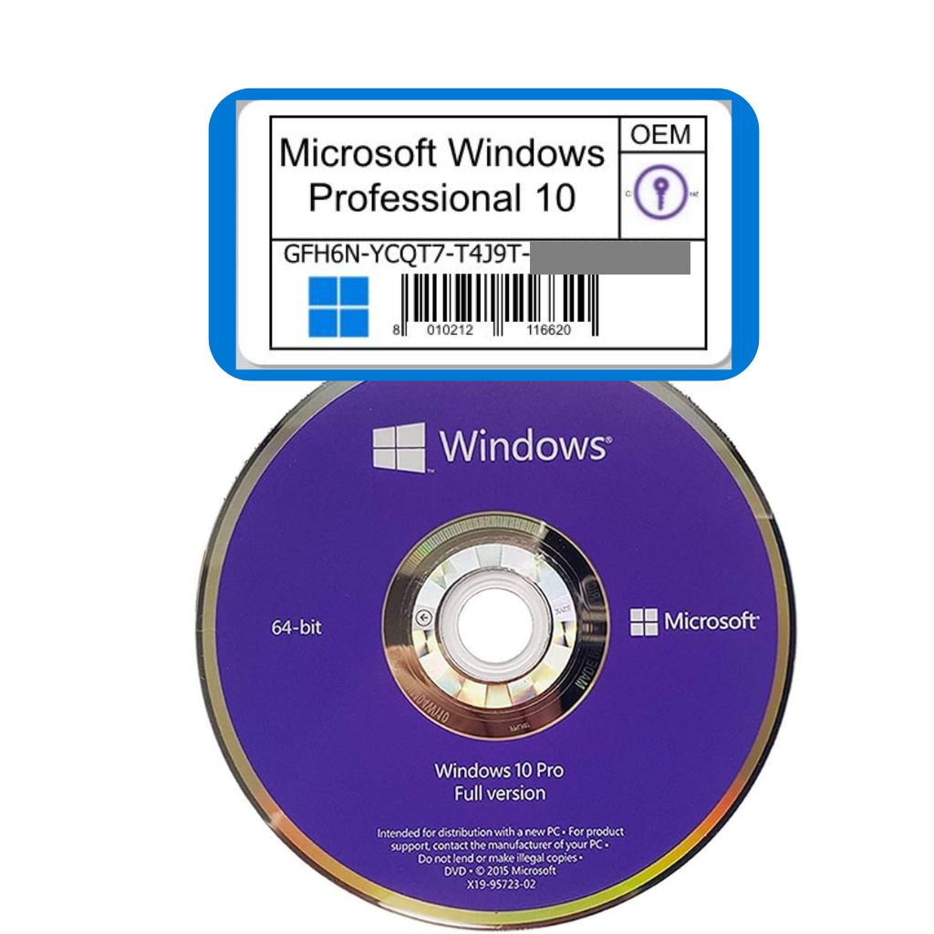 Microsoft Windows Professional 10 disc with label on a white background
