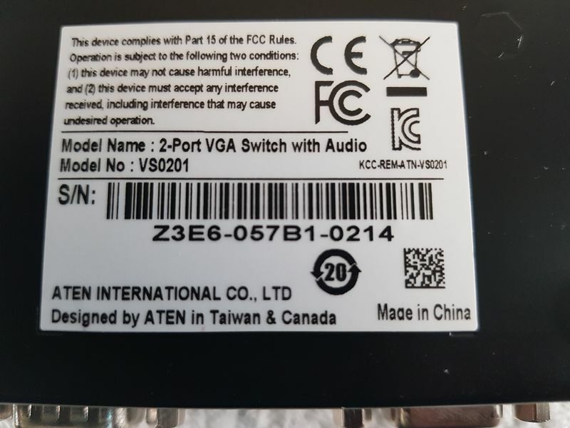 Aten VanCryst VS0201 2 Port VGA Video Switch | No Adapter included