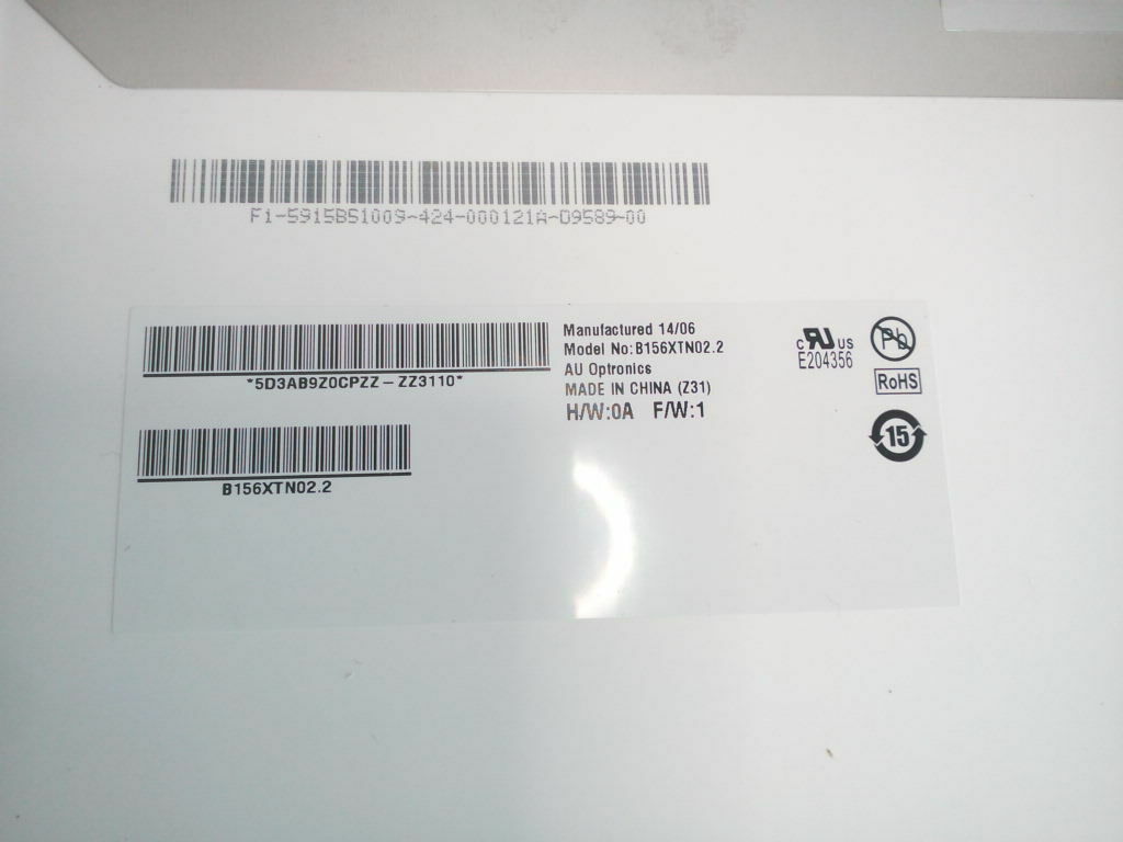 Genuine AU Optronics 15.6" GLOSSY B156XTN02.2 LED SCREEN 40 PIN 1366 x 768