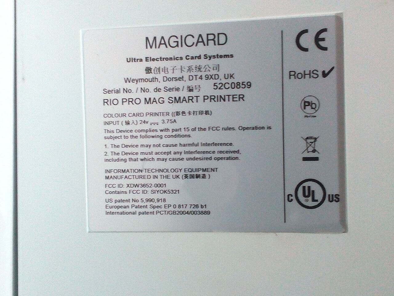 Magicard Rio PRO Mag Smart 52C0859 Duo Sided ID CARD Thermal Printer