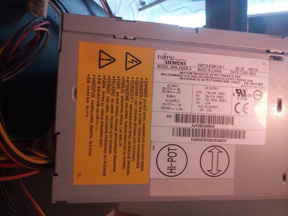 Fujitsu Primergy Econel 100 S2 Netzteil NPS-230EB 230W S26113-E508-V50 PSU