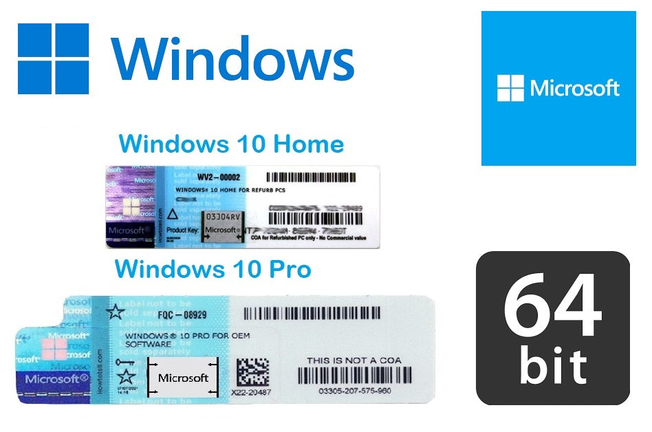 30x Microsoft Windows 10 / Home / Pro Professional 64 COA License S