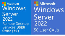 Load image into Gallery viewer, Microsoft Windows Server 2022 &amp; 2019 User Remote Desktop Service RDS &amp; User CALs
