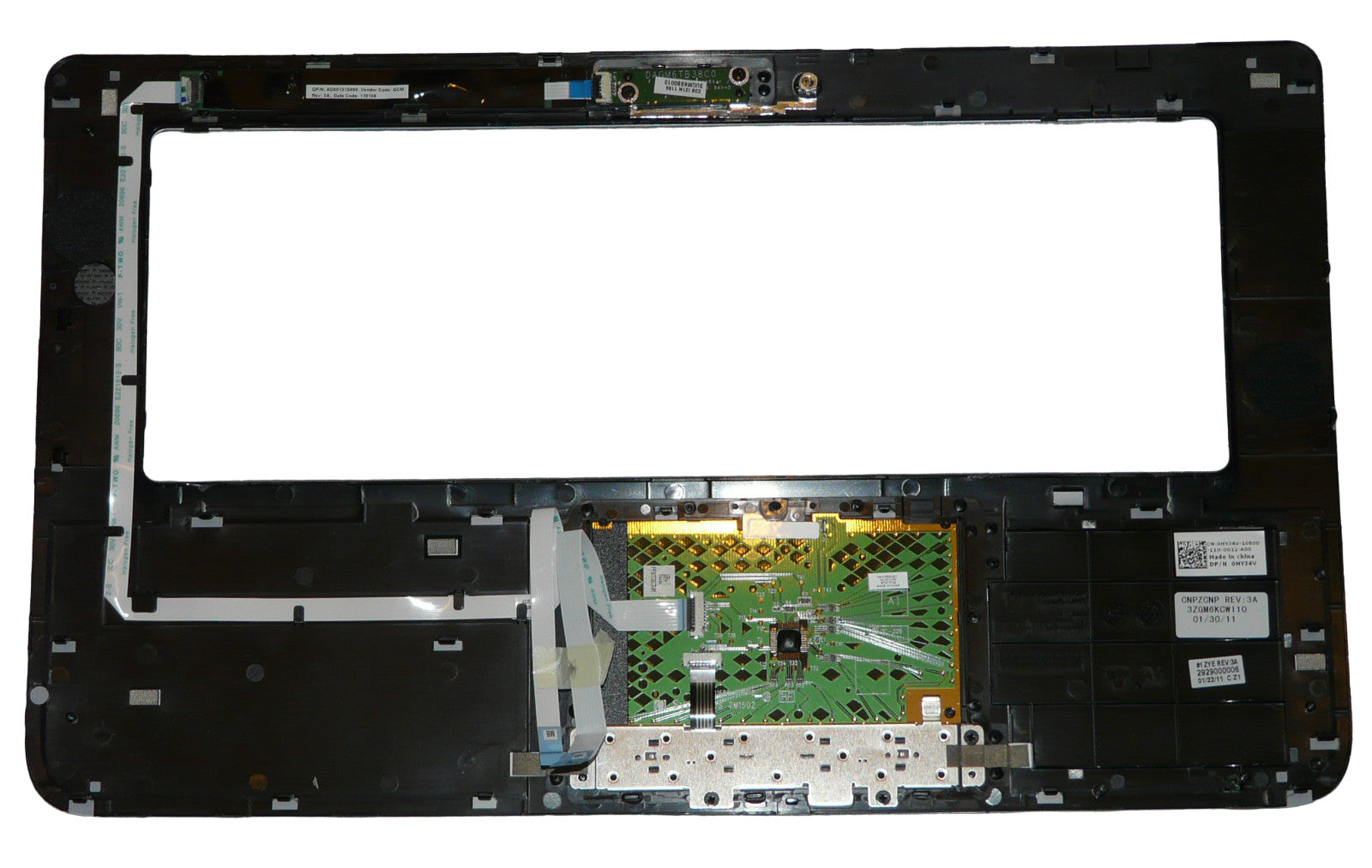 Dell XPS 15 L502x 15.6" Palmrest | Touchpad | Power Button Switch + Cable | 0HCN2W | 0HYJ4V