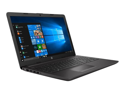 Black laptop with Windows operating system on the screen on a white background