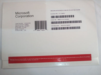 Microsoft Windows Server 2019 Datacenter 64Bit 16 Core 2CPU Unlimted VMs DSP