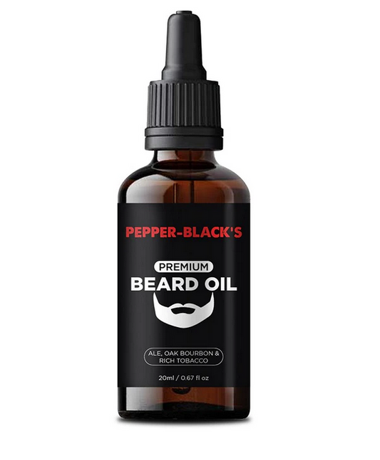 Pepper-Black's 100% Natural Beard Oil Facial Hair Conditioning - 20ml