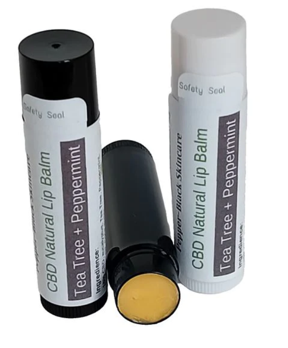 Pepper-Black's CBD Lip Balm Kind & Soothing Tea Tree Eucalyptus Pepper Mint Vitamin E