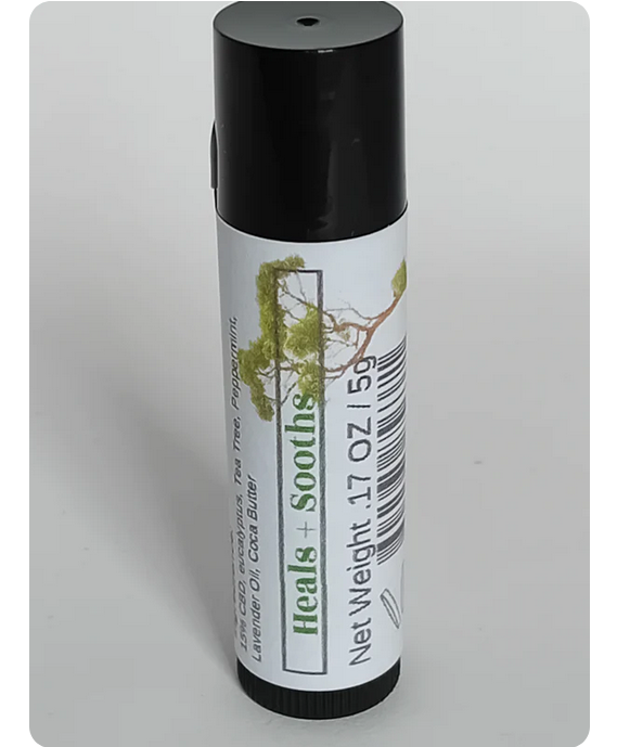 Pepper-Black's CBD Lip Balm Kind & Soothing Tea Tree Eucalyptus Pepper Mint Vitamin E