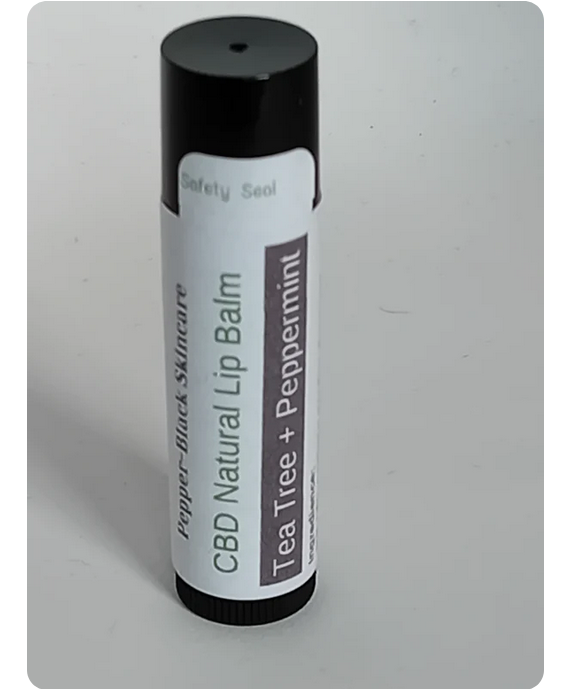 Pepper-Black's CBD Lip Balm Kind & Soothing Tea Tree Eucalyptus Pepper Mint Vitamin E