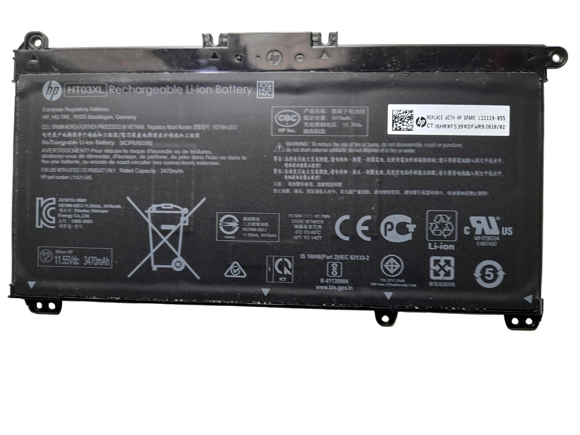 HP laptop battery on a 