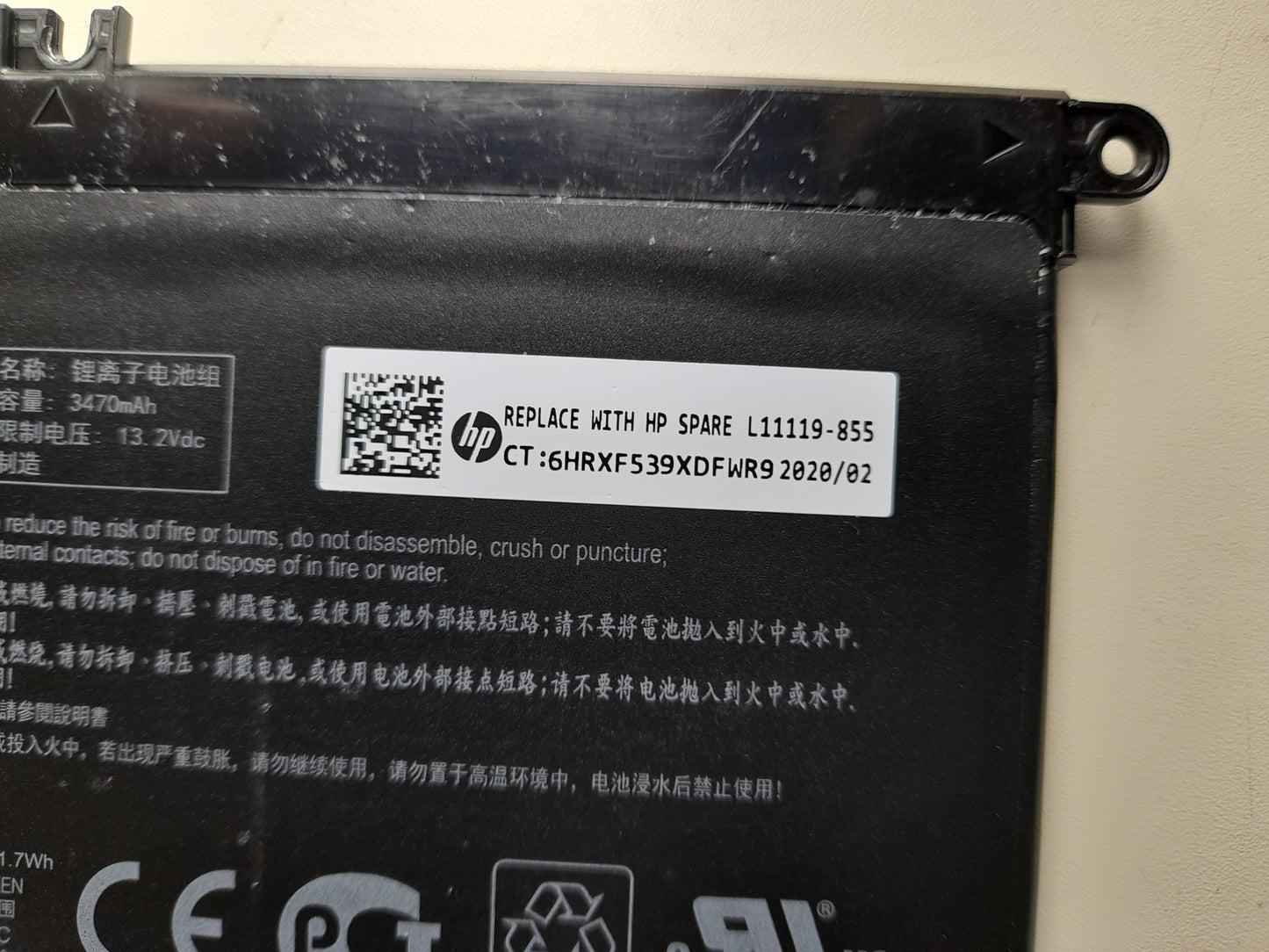 hp 14-ce3610sa 14" Rechargeable Li-on Original Battery L11119-855 11.55VDC 3470MAH