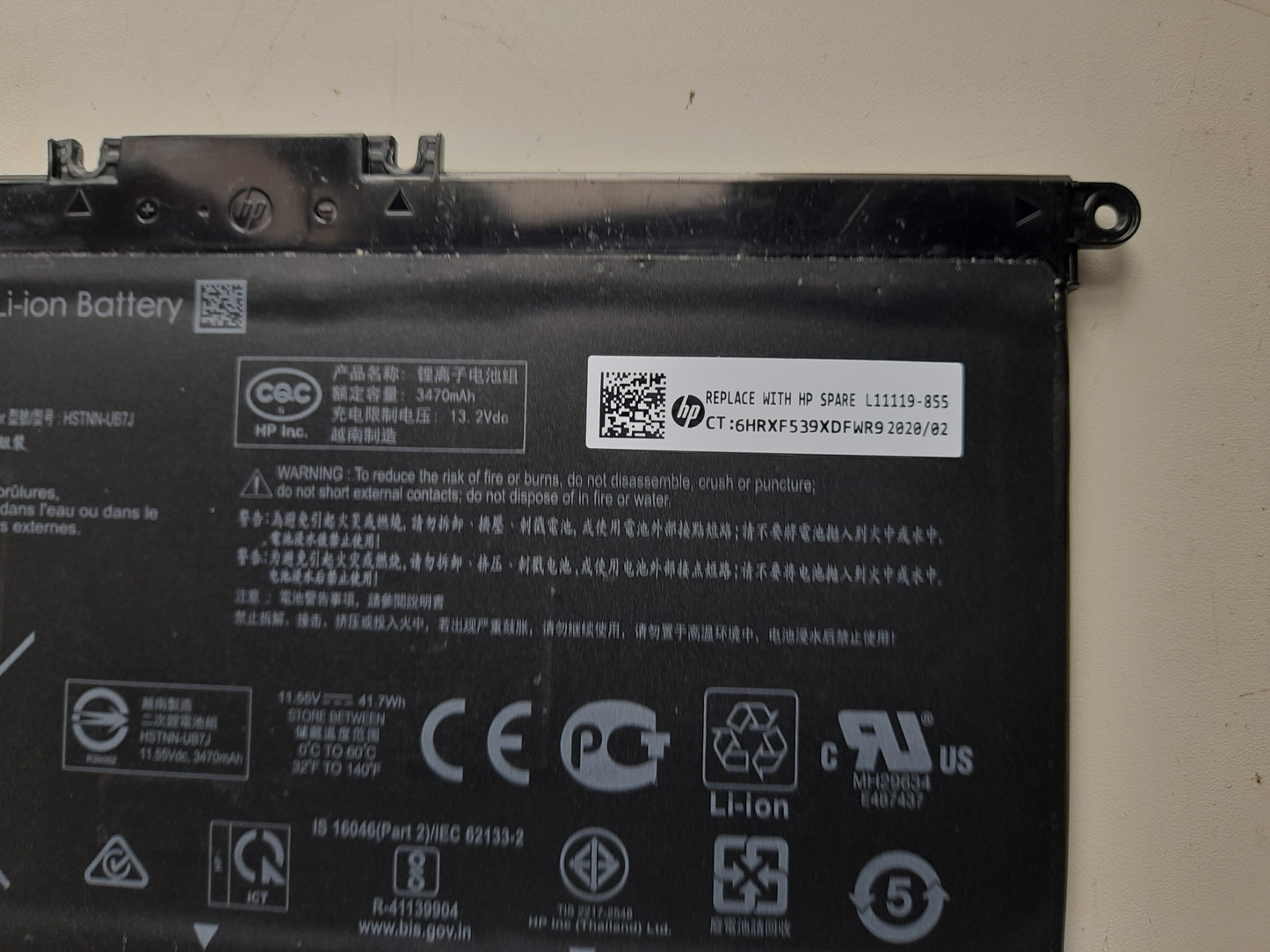 hp 14-ce3610sa 14" Rechargeable Li-on Original Battery L11119-855 11.55VDC 3470MAH