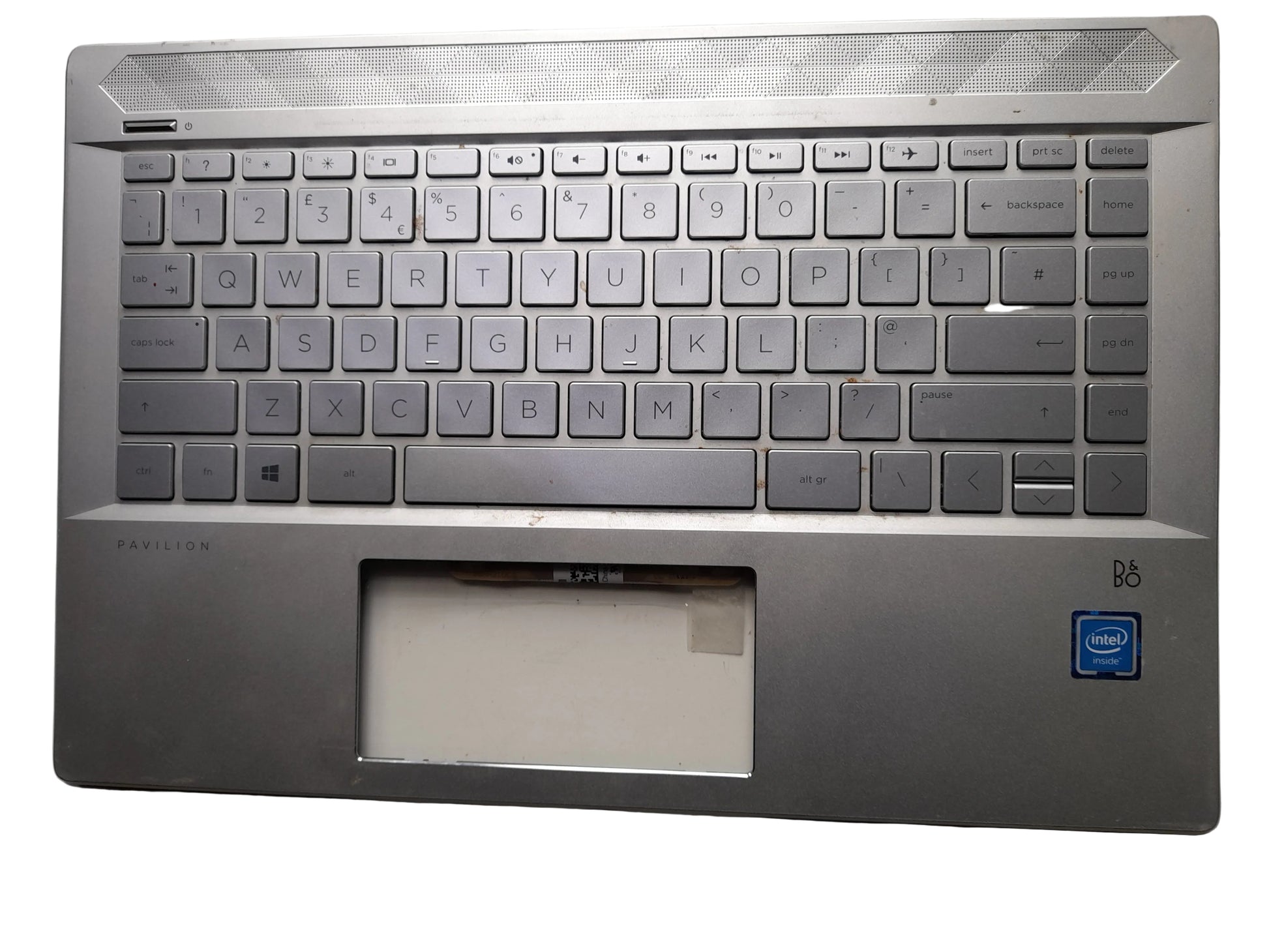 Laptop with keyboard and touchpad on a white background