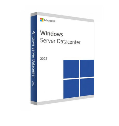 Microsoft Windows Server Datacenter 2022 packaging on a white background