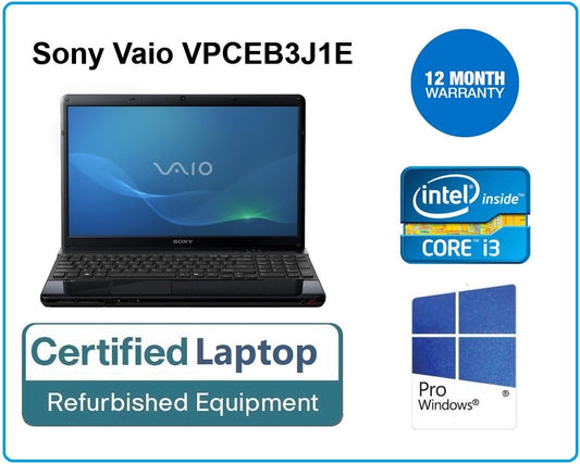 Sony Vaio VPCEB3J1E 15.6" i3 M370 2.40GHz, 4GB 320GB Win 10 Pro Webcam Laptop