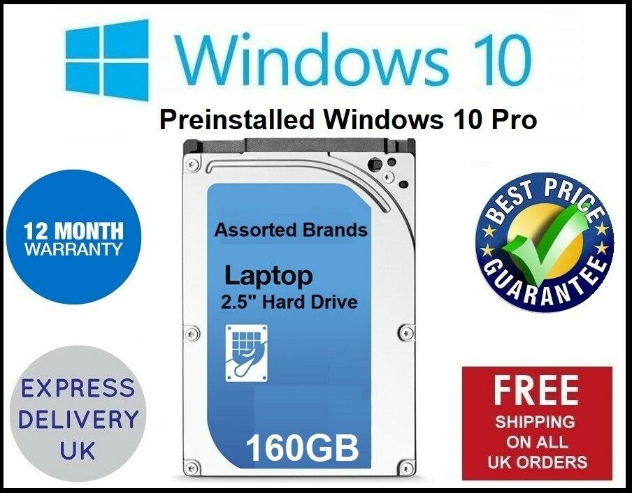 Laptop Hard Drives HDD 2.5 SATA Genuine Windows10 Pro Pre-Installed 64 Bit