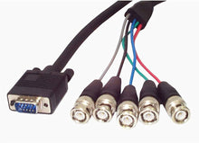 Load image into Gallery viewer, Male 15-pin VGA to 5 BNC (RGBHV) cable 3.048m (10 ft)  Low Voltage Kaibo brand

