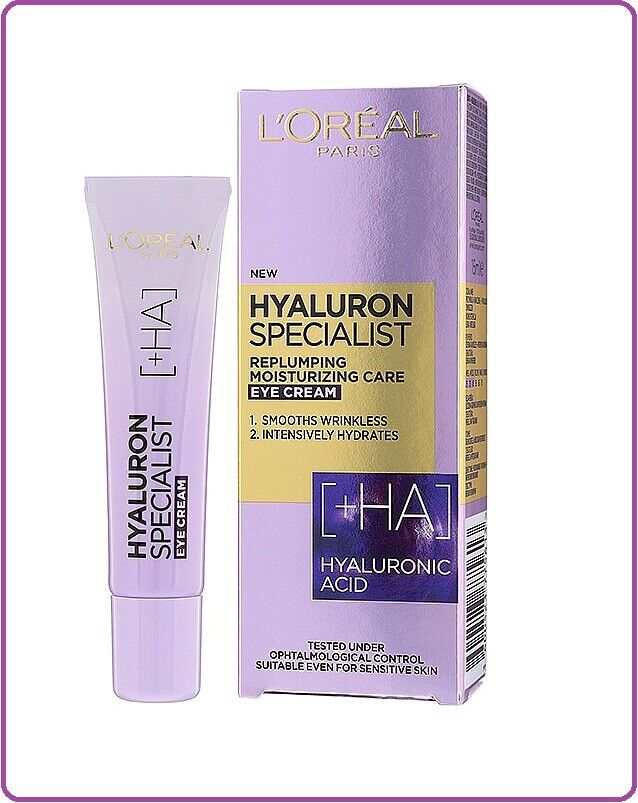 L'OREAL Hyaluron Expert Replumping Hyaluronic Anti-Ageing Eye Cream 15ml | Boxed