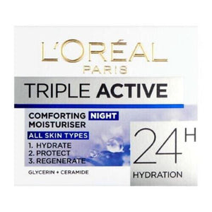 L'Oreal Paris Triple Active Skin Hydration Moisturiser Night Cream - 50ml Boxed