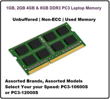 Load image into Gallery viewer, 1GB 2GB 4GB 8GB DDR3 PC3-10600S PC3-12800S Laptop Ram Memory Non-ECC Unbuffered
