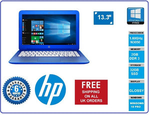 HP Stream  13.3" N3050 1.60GHz 32GB SSD HDD 2GB W10 Webcam Netbook Laptop