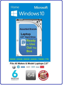 160GB 320GB 500GB 640GB 750GB 1TB 2.5 SATA Laptop Hard Drives HDD Windows10 Home
