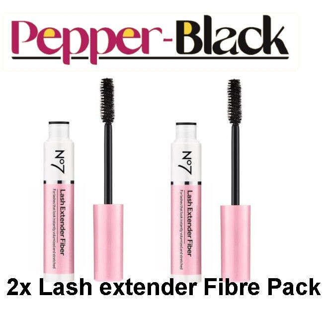 2x No7 Lash Extender Fiber ( Instant Volume ) Mascara Black - 7ml - Duo Pack