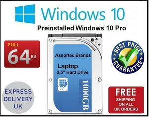 Laptop Hard Drives HDD 2.5 SATA Genuine Windows10 Pro Pre-Installed 64 Bit