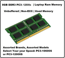 Load image into Gallery viewer, 1GB 2GB 4GB 8GB DDR3 PC3-10600S PC3-12800S Laptop Ram Memory Non-ECC Unbuffered
