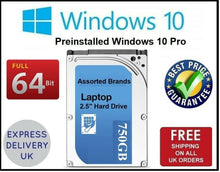 Load image into Gallery viewer, Laptop Hard Drives HDD 2.5 SATA Genuine Windows10 Pro Pre-Installed 64 Bit
