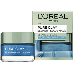 🔥 L'Oreal Paris Pure Clay Blemish Rescue Face MASK - 50ml | Boxed 🔥🔥🔥