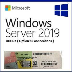 Sealed Microsoft Windows Server 2019 Standard 16 core DVD+COA wRDS Option (50)