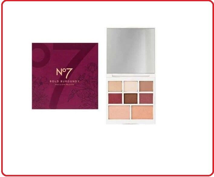 No7 Bold Burgundy Face & Eye Shadow Palette | Brand New Boxed