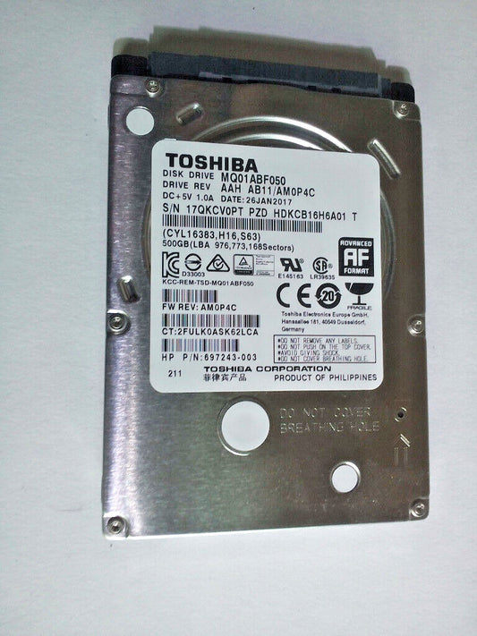 HP 15-ba Toshiba SATA 2.5" 500GB Laptop HDD Hard Drive MQ01ABF050 697243-003