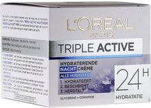 Load image into Gallery viewer, L&#39;Oreal Paris Triple Active Skin Hydration Moisturiser Night Cream - 50ml Boxed
