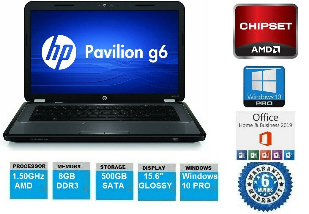 hp Pavilion G6 Grey 15.6" 1.50GHz, 8GB 500GB HDD W10 Pro WEBCAM Laptop