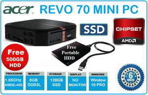 Acer Revo 70 Mini Desktop PC 1.65GHz 8GB RAM 128GB SSD W10 PRO WIFI + Free 500GB