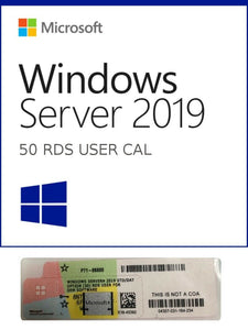 Windows Server 2019 Std/Data 50 USER RDS (Remote Desktop Services) CALs | OEM