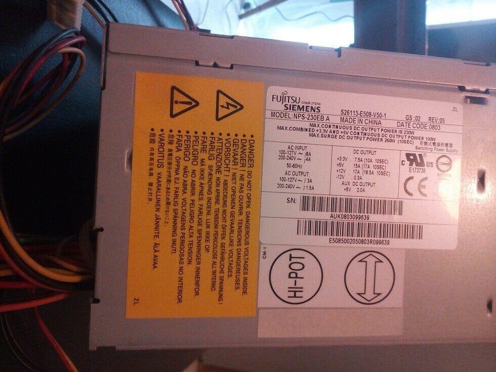 Fujitsu Primergy Econel 100 S2 Netzteil NPS-230EB  230W S26113-E508-V50 PSU