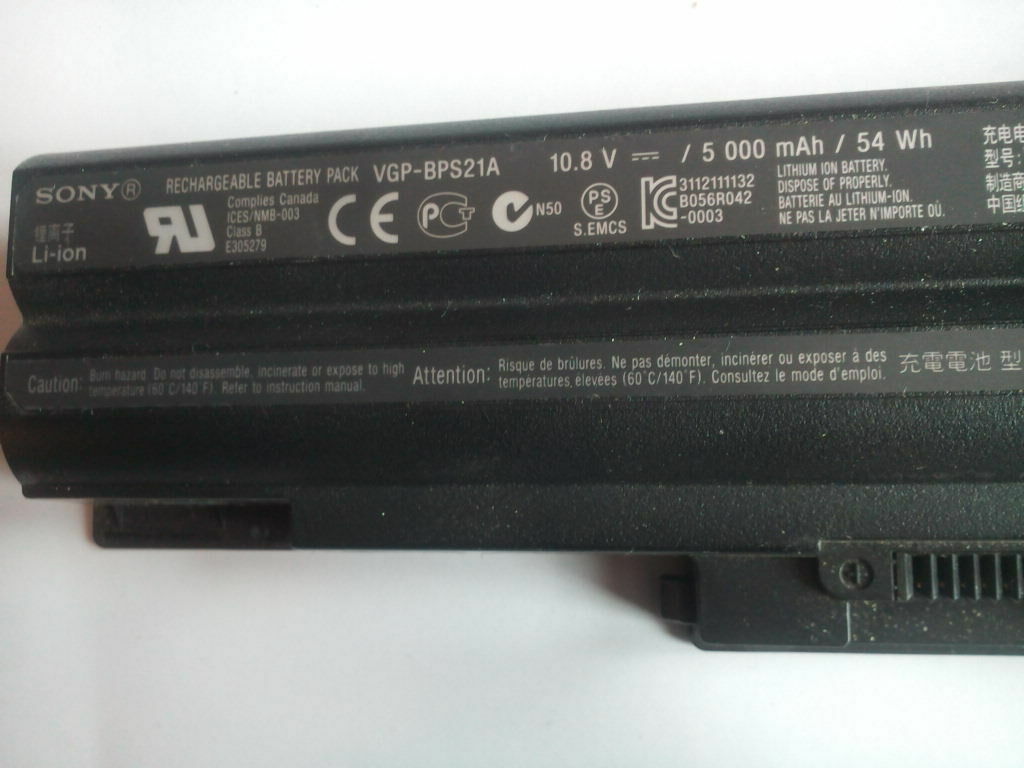 SONY F-SERIES PCG-81312L VPC Genuine Laptop Battery VGP-BPS21A 10.8V 50Wh