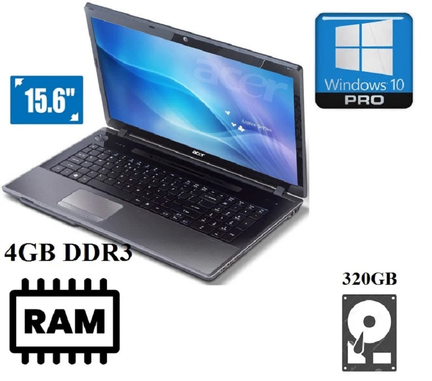ACER ASPIRE 5336 LAPTOP C2D 2.10GHz 4GB 320GB HDD HDMI WEBCAM W10 PRO
