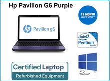 Load image into Gallery viewer, Cheap hp Pavilion G6 Purple 15.6&quot; Inte 2.0GHz, 4GB 25GB W10 PRO WEBCAM, HDMI Laptop
