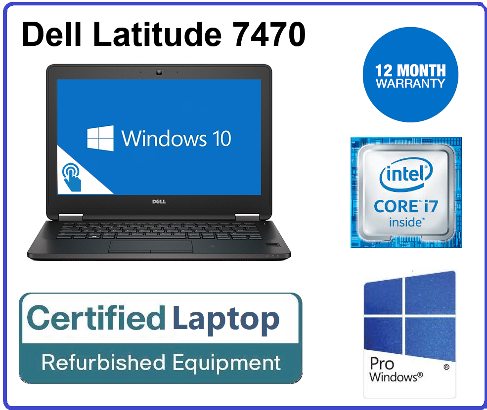 Dell Latitude 7470 14.1" i7-6600U 2.60GHz 8GB 256GB SSD Business Laptop w10 Pro