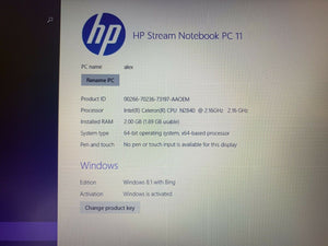 HP Stream Notebook PC 11-d007na Laptop Intel Celeron N2840 2GB RAM Windows 10